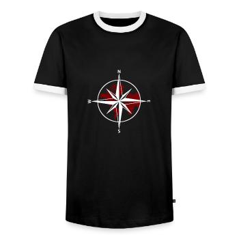 Boussole blanc-rouge - T-shirt contrasté Homme - noir/blanc - Devant - AI Model Female 172 light (172cm) & AI Model Male 178 light (178cm)