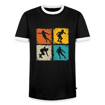Roller Derby retro Quadrate einzigartige Roller Derby - Männer Kontrast-T-Shirt - Schwarz/Weiß - Vorne - AI Model Female 172 light (172cm) & AI Model Male 178 light (178cm)