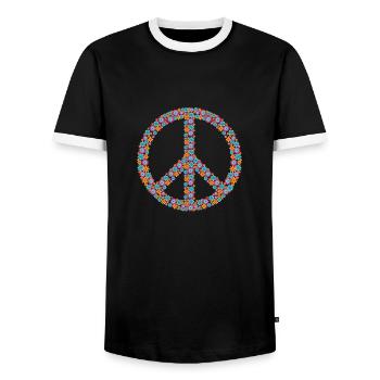 Frieden - Männer Kontrast-T-Shirt - Schwarz/Weiß - Vorne - AI Model Female 172 light (172cm) & AI Model Male 178 light (178cm)