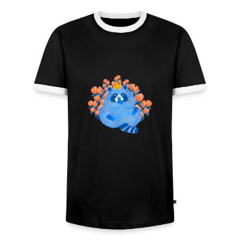 blue racoon - Men's Ringer Shirt - black/white - Front - AI Model Female 172 light (172cm) & AI Model Male 178 light (178cm)