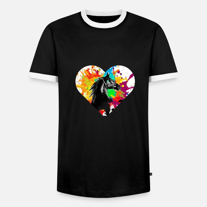 Pferd - Männer Kontrast-T-Shirt - Schwarz/Weiß