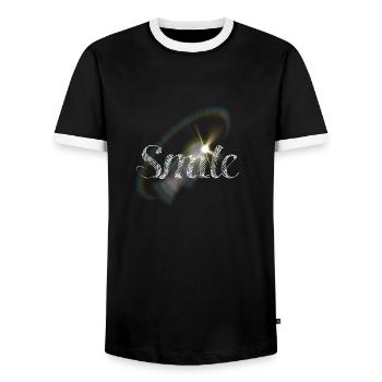 Smile Star - Men's Ringer Shirt - black/white - Front - AI Model Female 172 light (172cm) & AI Model Male 178 light (178cm)
