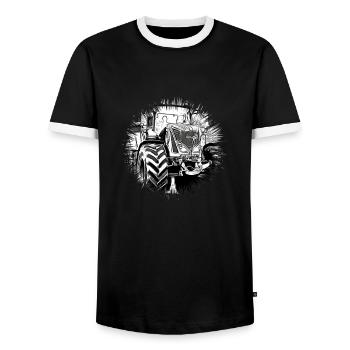 Traktor - Männer Kontrast-T-Shirt - Schwarz/Weiß - Vorne - AI Model Female 172 light (172cm) & AI Model Male 178 light (178cm)