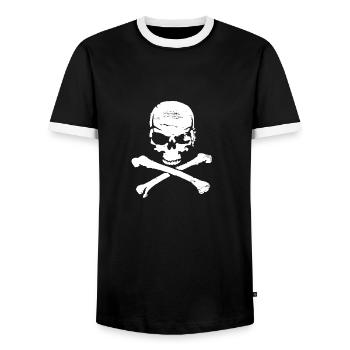 Piraten - Männer Kontrast-T-Shirt - Schwarz/Weiß - Vorne - AI Model Female 172 light (172cm) & AI Model Male 178 light (178cm)