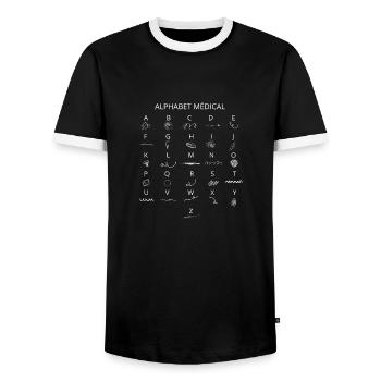 Medical Alphabet. Humorous gift for doctor - Men's Ringer Shirt - black/white - Front - AI Model Female 172 light (172cm) & AI Model Male 178 light (178cm)
