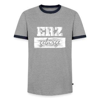 Erzgebirge Spruch - Männer Kontrast-T-Shirt - Grau/Navy  - Vorne - AI Model Female 172 light (172cm) & AI Model Male 178 light (178cm)