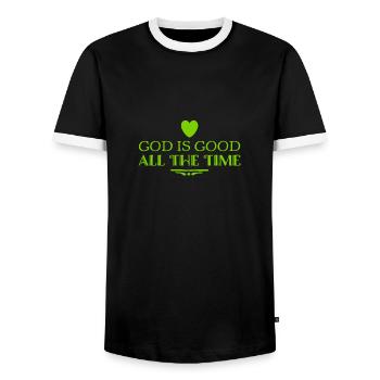 God is the best - Men's Ringer Shirt - black/white - Front - AI Model Female 172 light (172cm) & AI Model Male 178 light (178cm)