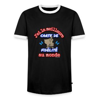 Meilleure carte de fidélité - T-shirt contrasté Homme - noir/blanc - Devant - AI Model Female 172 light (172cm) & AI Model Male 178 light (178cm)