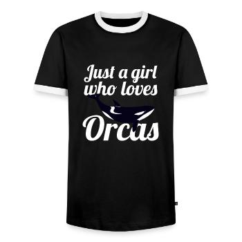 Orque fille baleine dauphine cadeau de baleine - T-shirt contrasté Homme - noir/blanc - Devant - AI Model Female 172 light (172cm) & AI Model Male 178 light (178cm)