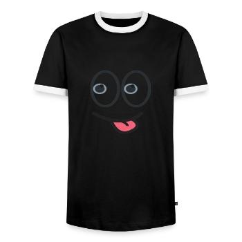 Be Happy - T-shirt contrasté Homme - noir/blanc - Devant - AI Model Female 172 light (172cm) & AI Model Male 178 light (178cm)