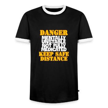 DANGER Mentally Unstable Not Fully Medicated KEEP - T-shirt contrasté Homme - noir/blanc - Devant - AI Model Female 172 light (172cm) & AI Model Male 178 light (178cm)
