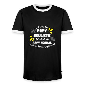 Papy bouliste.Idée cadeau pour papy fan pétanque - T-shirt contrasté Homme - noir/blanc - Devant - AI Model Female 172 light (172cm) & AI Model Male 178 light (178cm)
