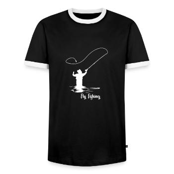Fly fishing cadeau voyage de pêche journée de pêche - T-shirt contrasté Homme - noir/blanc - Devant - AI Model Female 172 light (172cm) & AI Model Male 178 light (178cm)