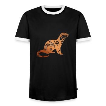 Maori Loutre de la Polynésie Tribal Tattoo Cadeau - T-shirt contrasté Homme - noir/blanc - Devant - AI Model Female 172 light (172cm) & AI Model Male 178 light (178cm)