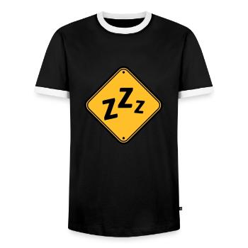 Caution snoring shield - Men's Ringer Shirt - black/white - Front - AI Model Female 172 light (172cm) & AI Model Male 178 light (178cm)
