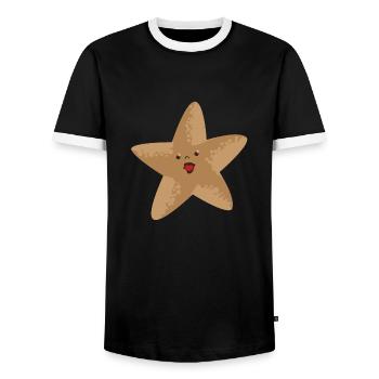 Starfish - Seestern - Men's Ringer Shirt - black/white - Front - AI Model Female 172 light (172cm) & AI Model Male 178 light (178cm)