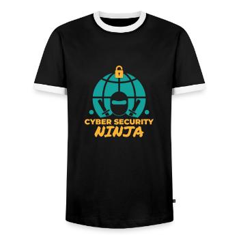 Cyber security ninja Programming Computer Science - Men's Ringer Shirt - black/white - Front - AI Model Female 172 light (172cm) & AI Model Male 178 light (178cm)