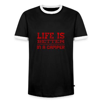 Je suis un campeur - T-shirt contrasté Homme - noir/blanc - Devant - AI Model Female 172 light (172cm) & AI Model Male 178 light (178cm)