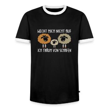 Ich träume von den Schafen - Männer Kontrast-T-Shirt - Schwarz/Weiß - Vorne - AI Model Female 172 light (172cm) & AI Model Male 178 light (178cm)
