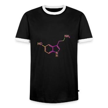 Sérotonine molécule chimie bonheur idée de cadeau - T-shirt contrasté Homme - noir/blanc - Devant - AI Model Female 172 light (172cm) & AI Model Male 178 light (178cm)