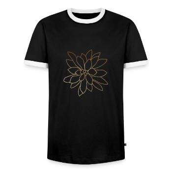 Gold Foliage Flower Line Art - Men's Ringer Shirt - black/white - Front - AI Model Female 172 light (172cm) & AI Model Male 178 light (178cm)