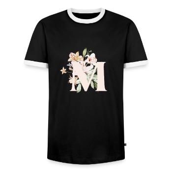 M - Men's Ringer Shirt - black/white - Front - AI Model Female 172 light (172cm) & AI Model Male 178 light (178cm)