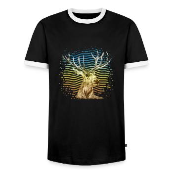 cerf - T-shirt contrasté Homme - noir/blanc - Devant - AI Model Female 172 light (172cm) & AI Model Male 178 light (178cm)