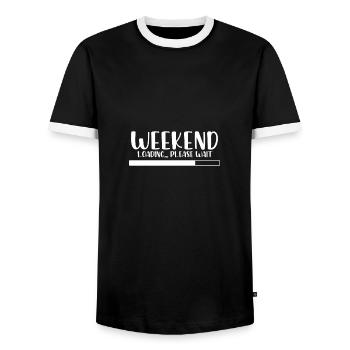 Weekend loading please wait - T-shirt contrasté Homme - noir/blanc - Devant - AI Model Female 172 light (172cm) & AI Model Male 178 light (178cm)