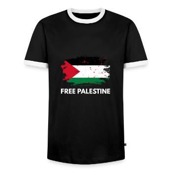 Libérer la Palestine - T-shirt contrasté Homme - noir/blanc - Devant - AI Model Female 172 light (172cm) & AI Model Male 178 light (178cm)