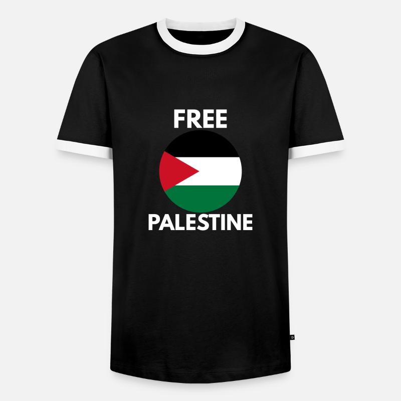 Free Palestine - Men's Ringer Shirt - black/white