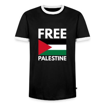 Libérer la Palestine - T-shirt contrasté Homme - noir/blanc - Devant - AI Model Female 172 light (172cm) & AI Model Male 178 light (178cm)