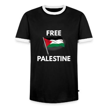 Libérer la Palestine - T-shirt contrasté Homme - noir/blanc - Devant - AI Model Female 172 light (172cm) & AI Model Male 178 light (178cm)