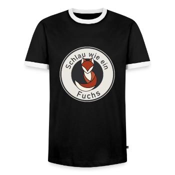 Schlau wie ein Fuchs - Männer Kontrast-T-Shirt - Schwarz/Weiß - Vorne - AI Model Female 172 light (172cm) & AI Model Male 178 light (178cm)