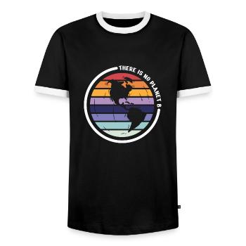 there is no planet b - Men's Ringer Shirt - black/white - Front - AI Model Female 172 light (172cm) & AI Model Male 178 light (178cm)