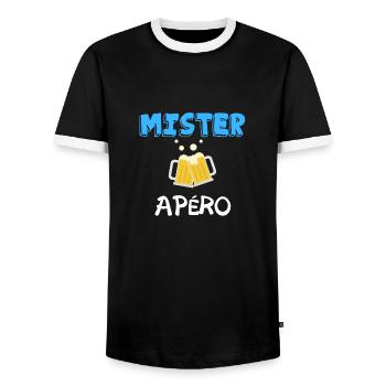 Mister apéro cadeau humour drôle - T-shirt contrasté Homme - noir/blanc - Devant - AI Model Female 172 light (172cm) & AI Model Male 178 light (178cm)