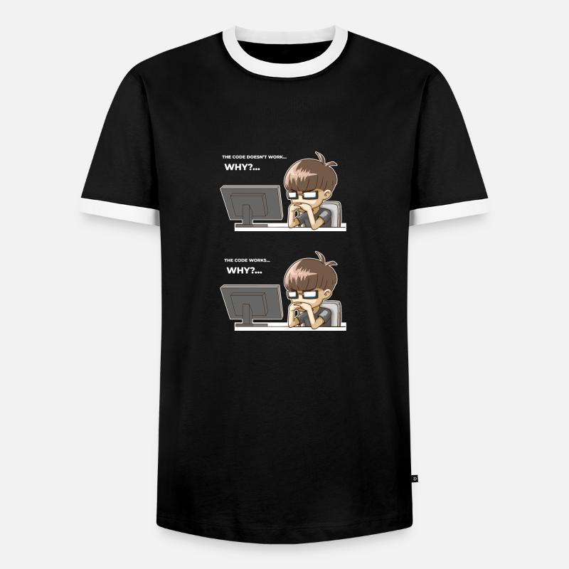 Lustiger Programmiercode funktioniert warum - Männer Kontrast-T-Shirt - Schwarz/Weiß
