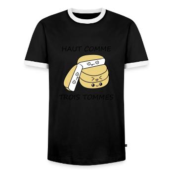 Haut comme trois tommes - T-shirt contrasté Homme - noir/blanc - Devant - AI Model Female 172 light (172cm) & AI Model Male 178 light (178cm)
