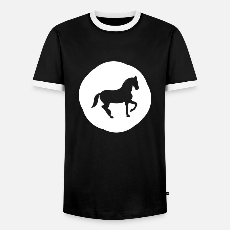Pferd - Männer Kontrast-T-Shirt - Schwarz/Weiß