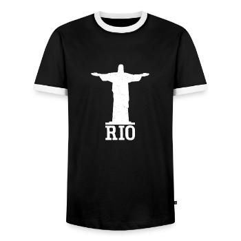 Rio De Janeiro Christo Jesus Statue - Männer Kontrast-T-Shirt - Schwarz/Weiß - Vorne - AI Model Female 172 light (172cm) & AI Model Male 178 light (178cm)