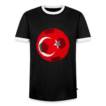 Football flag pattern Turkey - Men's Ringer Shirt - black/white - Front - AI Model Female 172 light (172cm) & AI Model Male 178 light (178cm)
