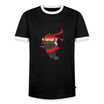 Ninja Affe Lustige Geschenkidee - Männer Kontrast-T-Shirt - Schwarz/Weiß - Vorne - AI Model Female 172 light (172cm) & AI Model Male 178 light (178cm)