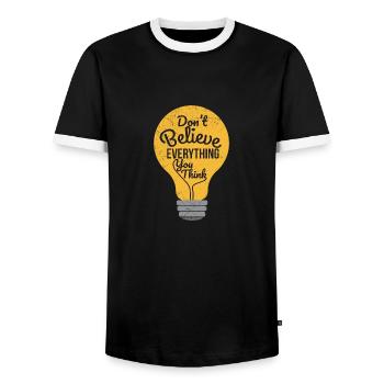 Psychologie Don't Believe Everything You Think - Männer Kontrast-T-Shirt - Schwarz/Weiß - Vorne - AI Model Female 172 light (172cm) & AI Model Male 178 light (178cm)