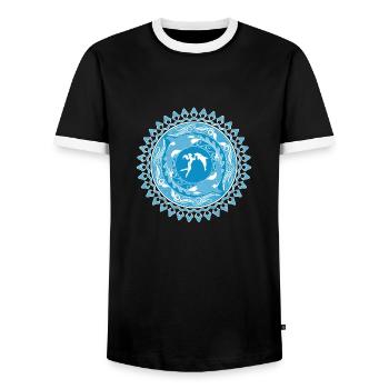 Fille de Poséidon - T-shirt contrasté Homme - noir/blanc - Devant - AI Model Female 172 light (172cm) & AI Model Male 178 light (178cm)