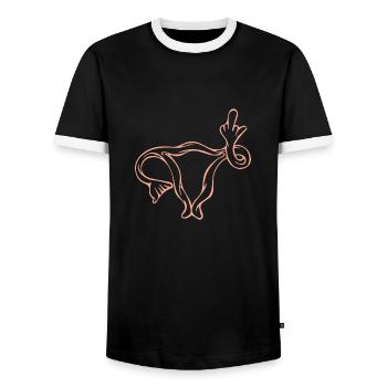 Gebärmutter Uterus Feminism Feminist - Men's Ringer Shirt - black/white - Front - AI Model Female 172 light (172cm) & AI Model Male 178 light (178cm)