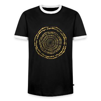 illusion d'optique en cercle d'ore - T-shirt contrasté Homme - noir/blanc - Devant - AI Model Female 172 light (172cm) & AI Model Male 178 light (178cm)