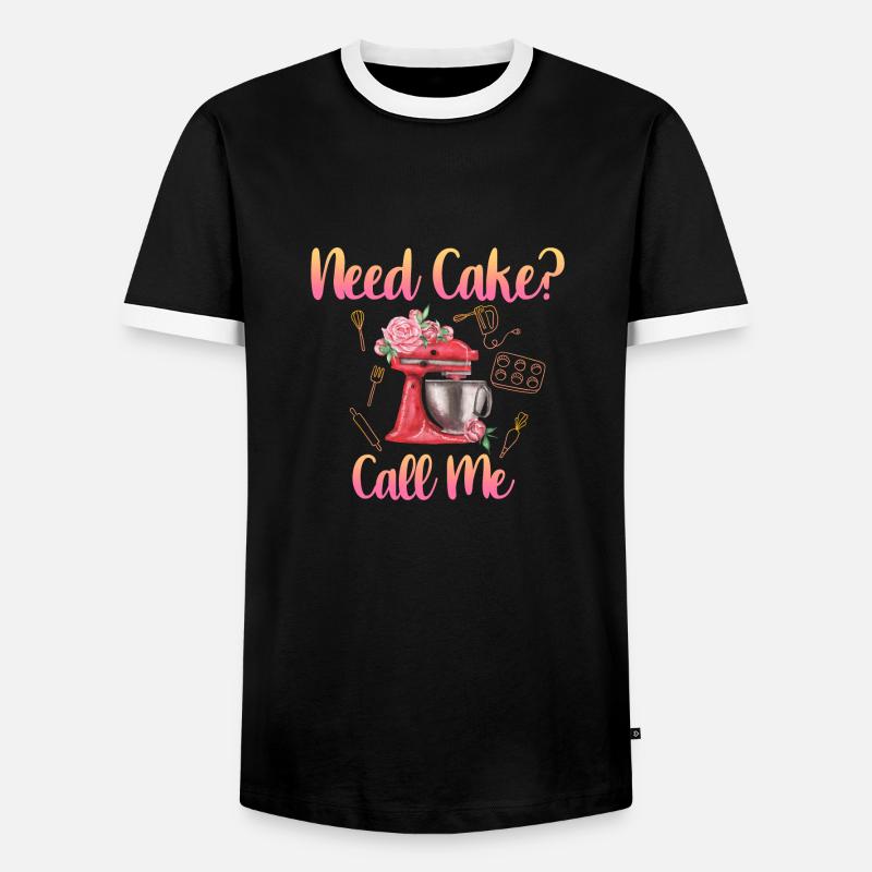Cake Baking Gift - Men's Ringer Shirt - black/white