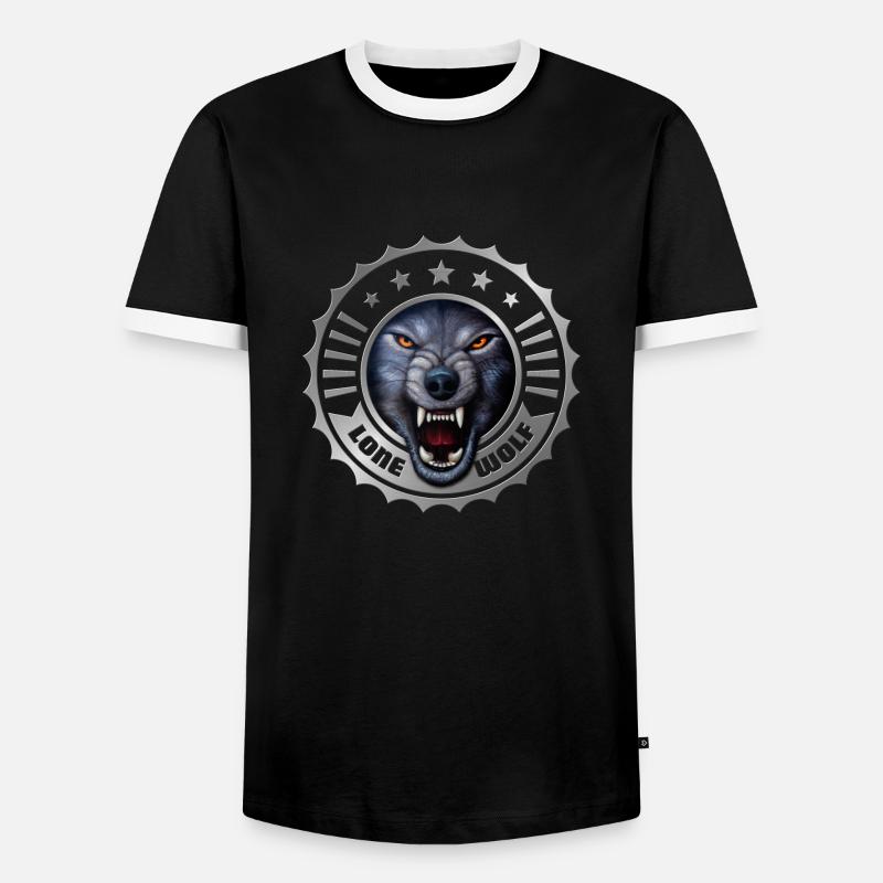 Wolf - Männer Kontrast-T-Shirt - Schwarz/Weiß