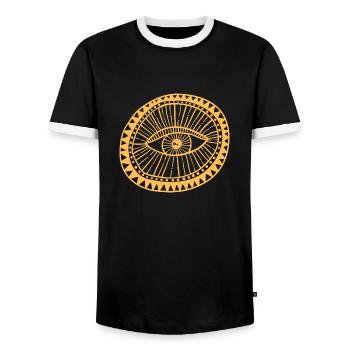 Magisches Auge - Männer Kontrast-T-Shirt - Schwarz/Weiß - Vorne - AI Model Female 172 light (172cm) & AI Model Male 178 light (178cm)