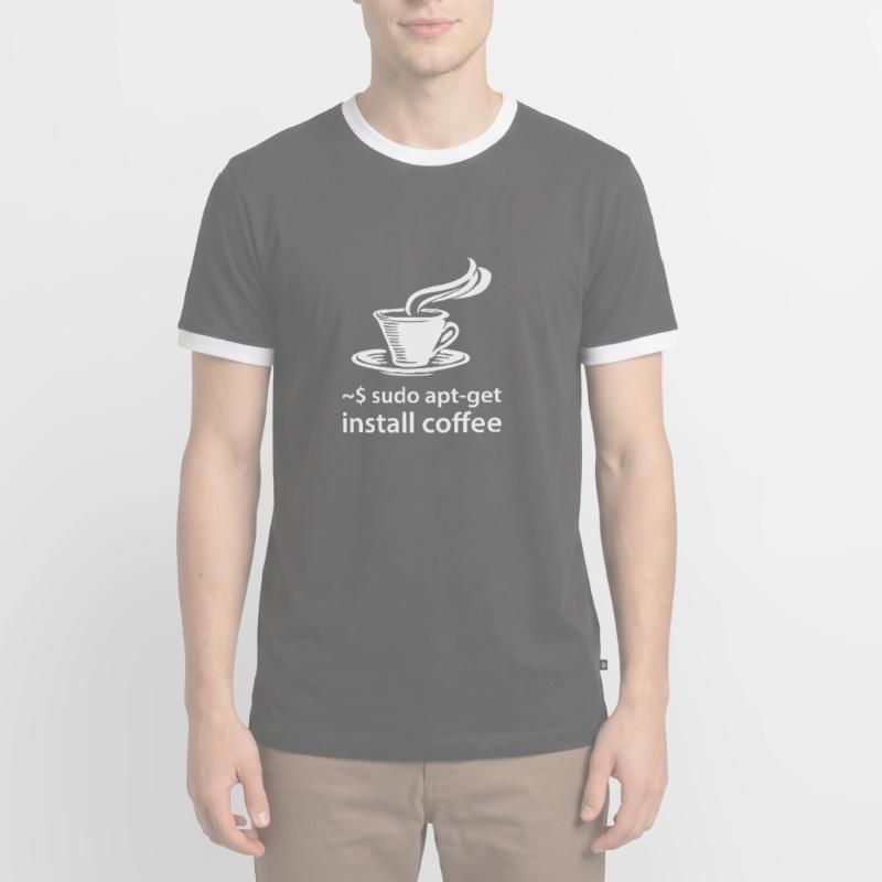 sudo apt-get install coffee - IT Coder Linux Männer Kontrast-T-Shirt