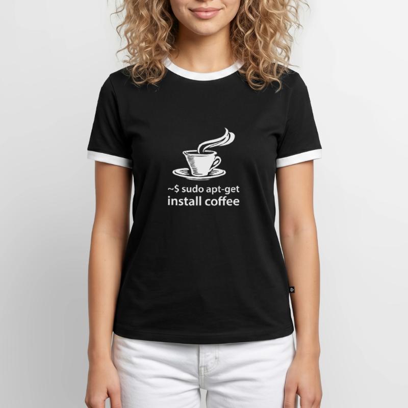 sudo apt-get install coffee - IT Coder Linux Männer Kontrast-T-Shirt